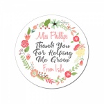 Personalised Teacher Thank You For Helping Me Grow Round Wooden Coaster